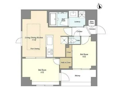 モディア銀座イースト(2LDK/2階)の間取り写真