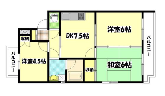 パティオI(3DK/3階)の間取り写真
