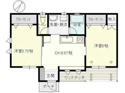 穂高A棟(2DK/1階)の間取り写真