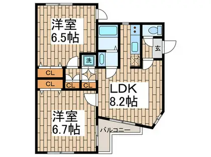 RESIDIA池上A棟(2LDK/3階)の間取り写真