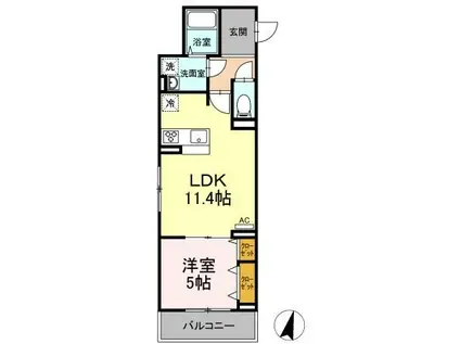 エクセリア東和(1LDK/3階)の間取り写真