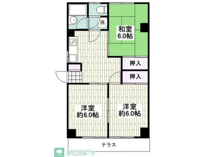 第2マルカツハイム(3DK/2階)の間取り写真