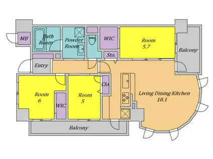 リラフォート千里中央(3LDK/1階)の間取り写真