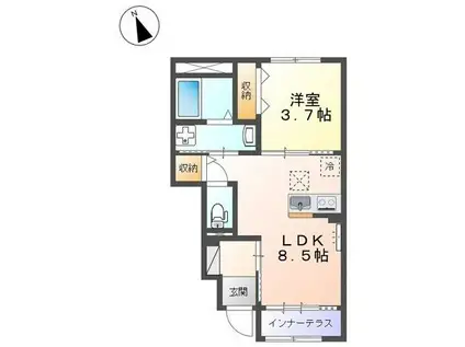 ボンヌールH&M(1LDK/1階)の間取り写真