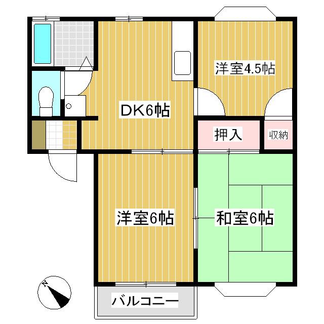 グリーンヒルミサワ(3DK/2階)の間取り写真