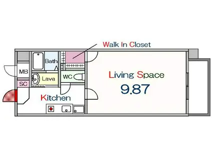 第18友建ビル(1K/2階)の間取り写真