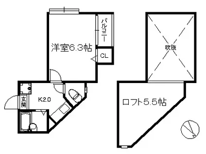 クリスタルハーモニー別府 46(1K/1階)の間取り写真