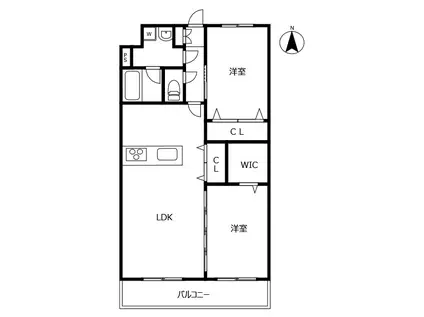 ガーデンヒルズ城南VIII 西棟(2LDK/1階)の間取り写真