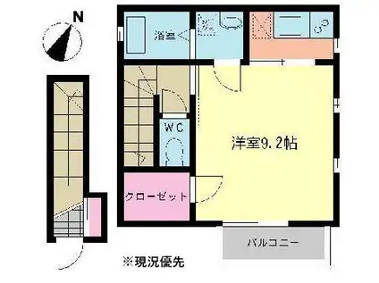 ハックベリーJ(1K/2階)の間取り写真