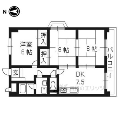 第弐藤栄ハイツ(3DK/3階)の間取り写真