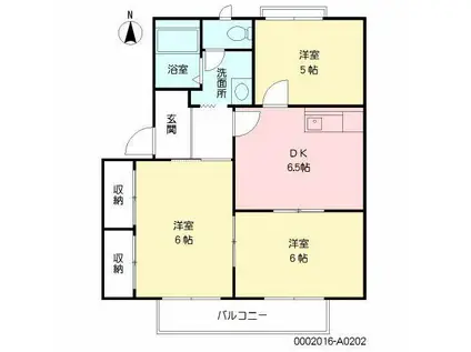 アルカディアヒルズ A棟 A(3DK/2階)の間取り写真