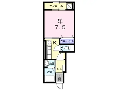 スカイ・マーク峰 II(1K/1階)の間取り写真