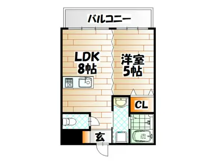 三萩野ビル(1LDK/5階)の間取り写真