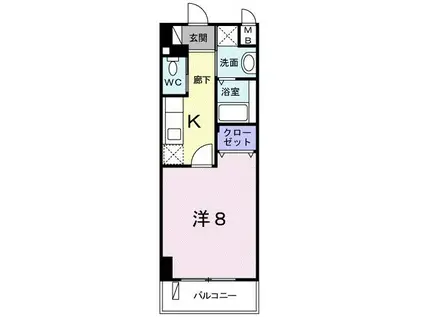 クレセント きららII(1K/8階)の間取り写真
