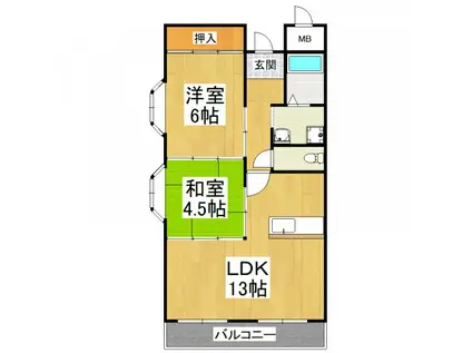 メゾンツインウィン二番館(2LDK/3階)の間取り写真