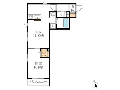フローリッシュ小竹(1LDK/2階)の間取り写真