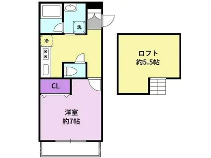 Aレガート久留米大学前(1K/2階)の間取り写真