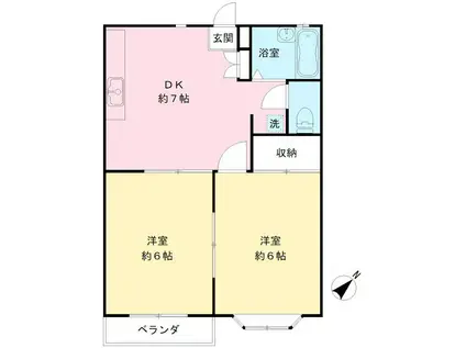 アマーレ聖蹟(2DK/2階)の間取り写真