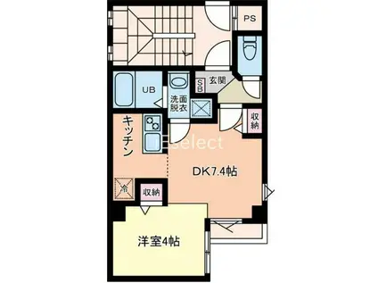 オーシャンレジデンス勝田台(1DK/3階)の間取り写真