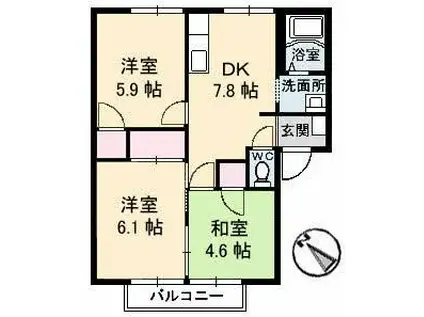 フレグランス春日 A・B棟(3DK/1階)の間取り写真