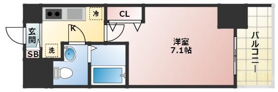 ラクラス新大阪(1K/6階)の間取り写真