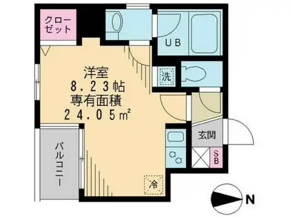 ベルメイユ ドゥ(ワンルーム/3階)の間取り写真