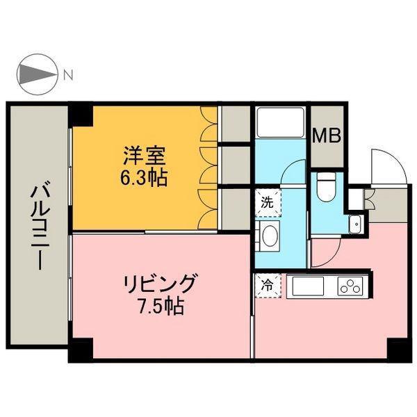TACHIBANA BOX24(2K/7階)の間取り写真