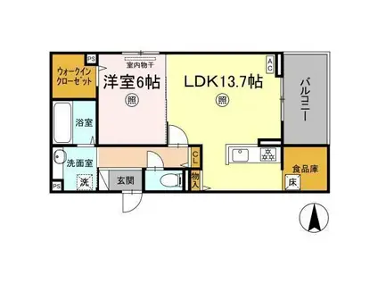 サンメゾン小池A棟(1LDK/1階)の間取り写真