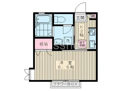 ヴィラージュ若宮II(1K/1階)の間取り写真