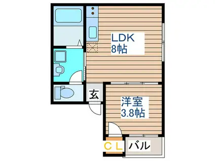 ゼクス長町南A棟(1LDK/3階)の間取り写真