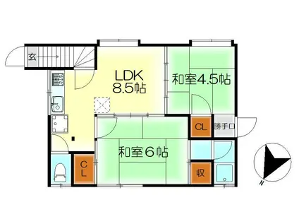 大増アパート(2LDK/2階)の間取り写真