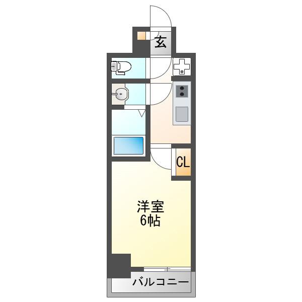 プランドール新北野(1K/5階)の間取り写真
