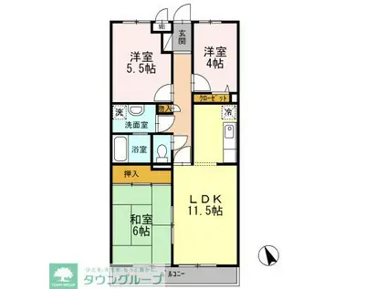 リヴェール滝山(3LDK/2階)の間取り写真