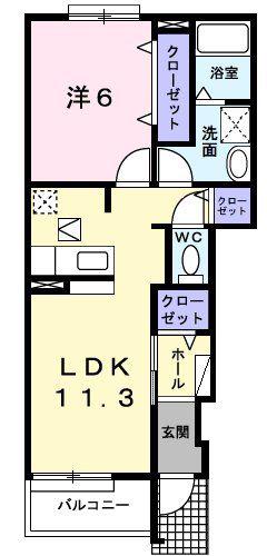 ハーモニーA(1LDK/1階)の間取り写真