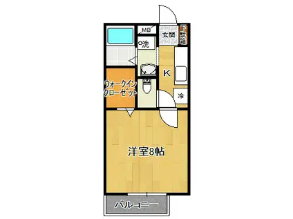 ソレジオ国見(1K/1階)の間取り写真