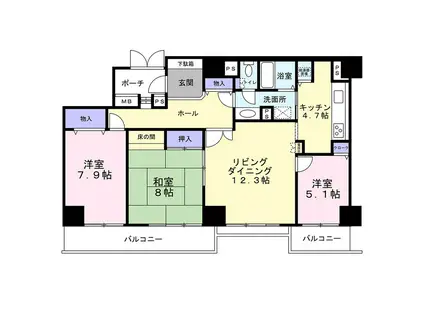 ホワイトプラザ西堀(3LDK/3階)の間取り写真