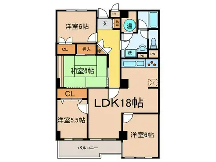 エシール中原 303(4LDK/3階)の間取り写真