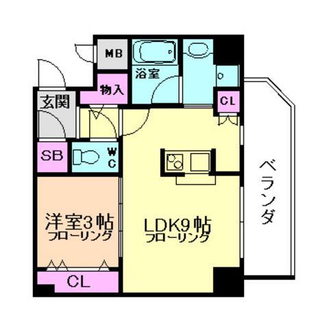 パークフラッツ野田阪神駅前(1LDK/13階)の間取り写真