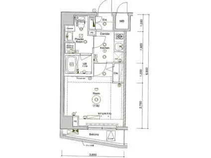 メイクスデザイン板橋区役所前(1K/2階)の間取り写真