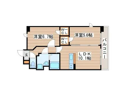 ブリリアンクラス榴岡(2LDK/4階)の間取り写真