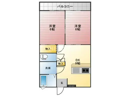 コーポラスたさき9(2DK/1階)の間取り写真