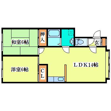 ハーベストアオキ(2LDK/3階)の間取り写真