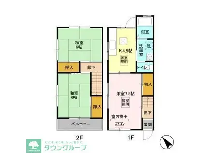 ガーデンテラスK.N(3K/1階)の間取り写真