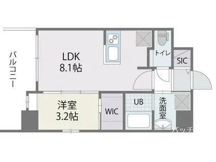 アルティザ博多ミッドシティ(1LDK/9階)の間取り写真