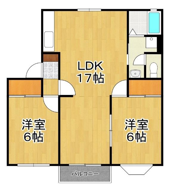 クレセント松新(2LDK/2階)の間取り写真