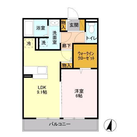 D-ROOM住吉(1LDK/2階)の間取り写真