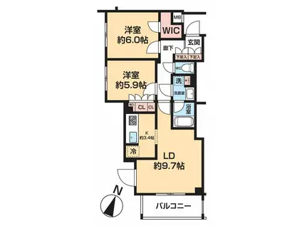 ARCOBALENO HASUNE I(2LDK/4階)の間取り写真