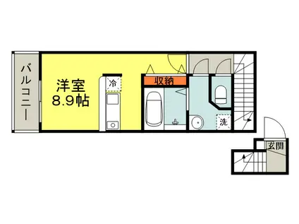 ボンシャンスMII(ワンルーム/2階)の間取り写真