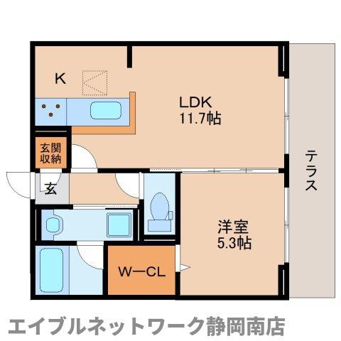 セレーナ東静岡(1LDK/1階)の間取り写真