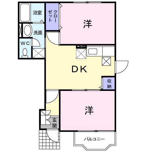 グラン・リーオ A(2DK/1階)の間取り写真